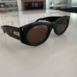 Quay Australia Green Retro Sunglasses with Gold Detail